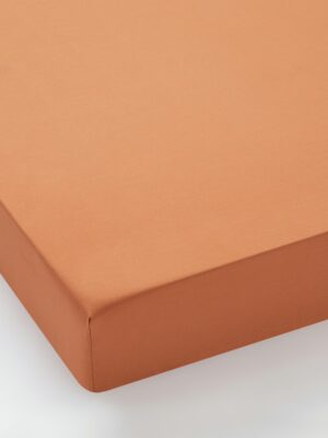Drap housse - JULIETTE blanc/brique