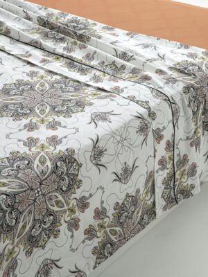 Drap plat - JULIETTE blanc/brique