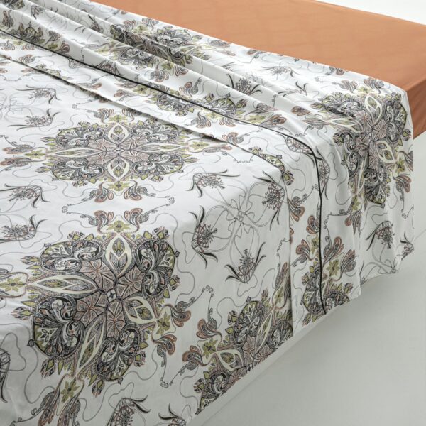 Drap plat - JULIETTE blanc/brique
