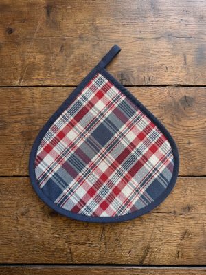 Manique de cuisine en kelsch alsacien à carreaux bleus – Kelsch d'Alsace In Seebach