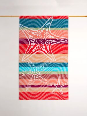 Drap de plage en coton motif étoile de mer 100x180 cm