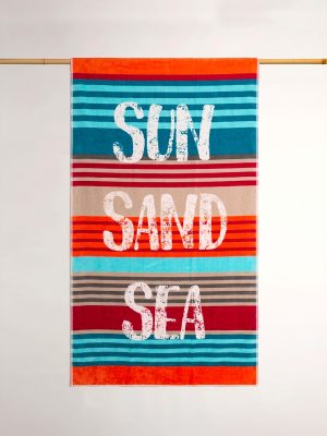 Drap de plage en coton Sun Sand Sea 100x180 cm