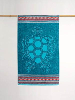 Drap de plage en coton motif tortue 100x180 cm