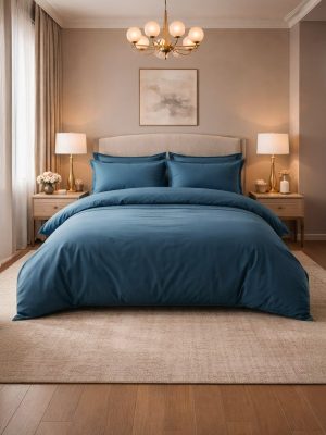 Ambiance chambre parure percale unie Céladon