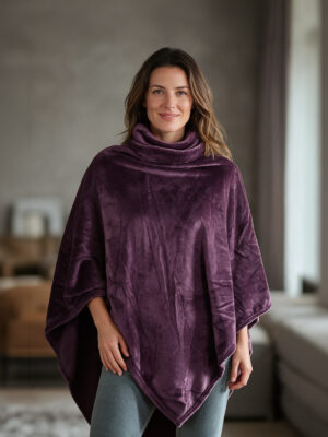 Poncho microfibre – Aubergine