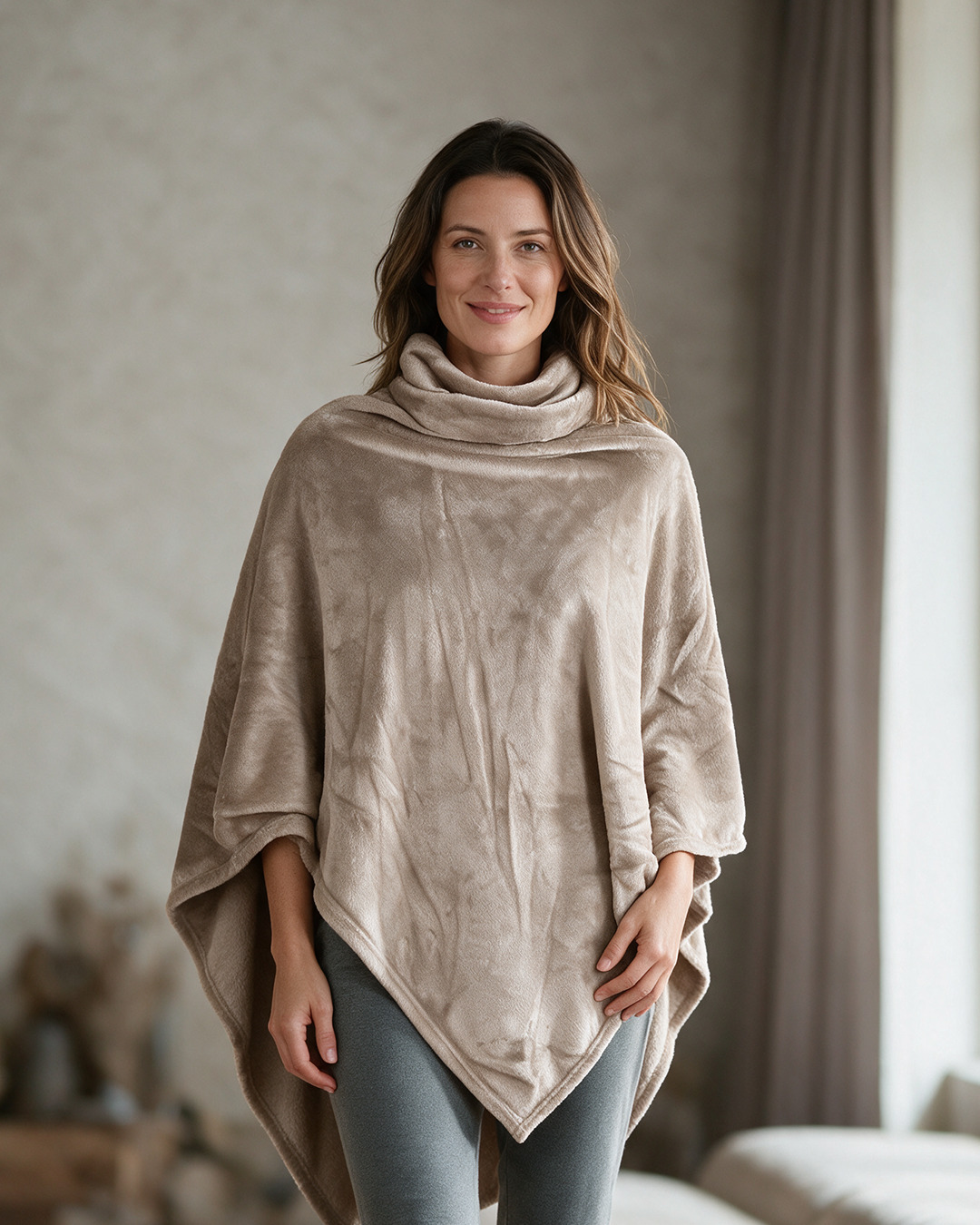 Poncho microfibre – Sable